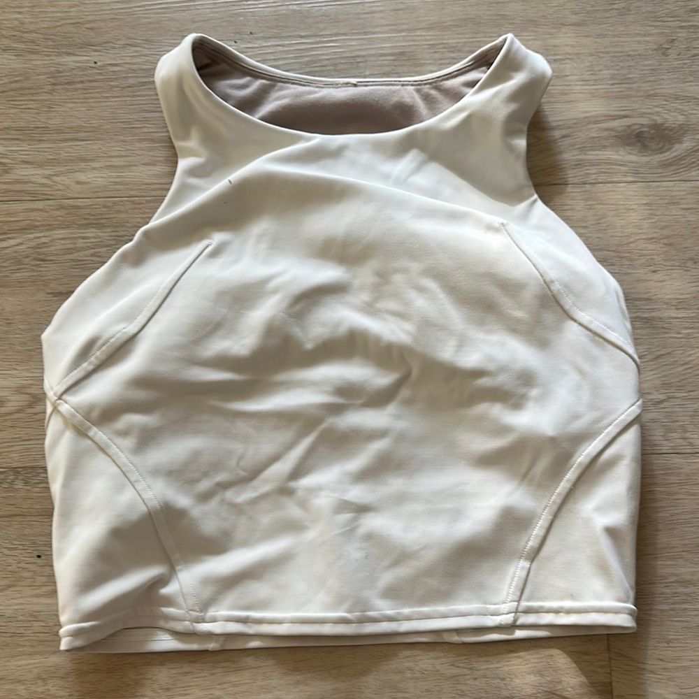 Lululemon Athletica White Fitted Crop Tank Top